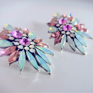 Zara Rhinestone Earrings in Powder Blue